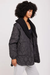Ivy Quilted Sherpa Jacket: Black