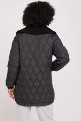 Ivy Quilted Sherpa Jacket: Black