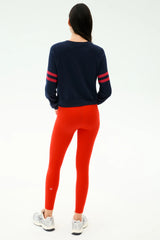 Brooks Stripe Fleece Sweatshirt: Indigo/Lotus Red