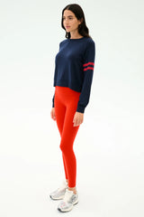 Brooks Stripe Fleece Sweatshirt: Indigo/Lotus Red