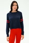 Brooks Stripe Fleece Sweatshirt: Indigo/Lotus Red