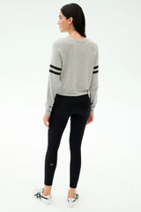 Brooks Stripe Fleece Sweatshirt: Heather Grey/Black