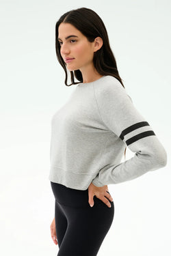 Brooks Stripe Fleece Sweatshirt: Heather Grey/Black