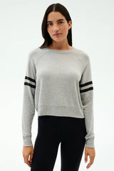 Brooks Stripe Fleece Sweatshirt: Heather Grey/Black