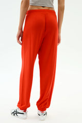Andie Oversized Fleece Sweatpant: Lotus Red