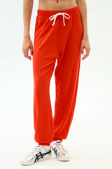 Andie Oversized Fleece Sweatpant: Lotus Red