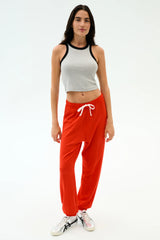 Andie Oversized Fleece Sweatpant: Lotus Red