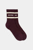 Logo Stripe Quarter Socks: Dark Cherry
