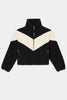 Lottie Chevron Sherpa Full Zip Jacket: Black & Cream