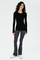 Louise Rib Long Sleeve: Black