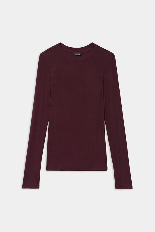 Louise Rib Long Sleeve: Dark Cherry