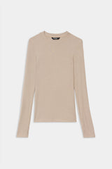 Louise Rib Long Sleeve: Latte