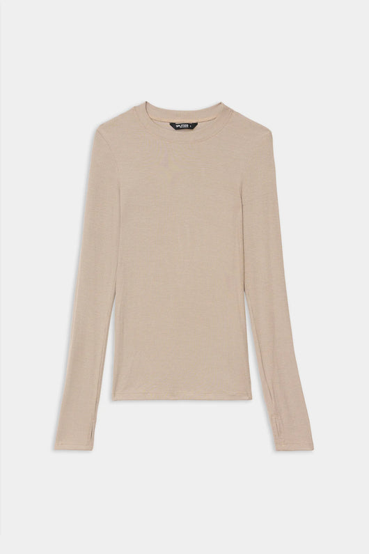 Louise Rib Long Sleeve: Latte