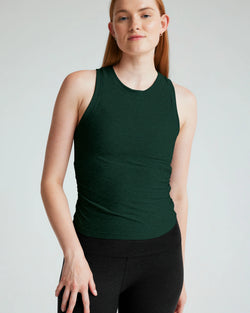 Featherweight Your Fit Shirred Tank: Dark Spruce