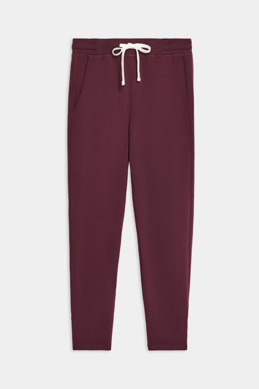 Reena 7/8 Fleece Sweatpant: DARK CHERRY