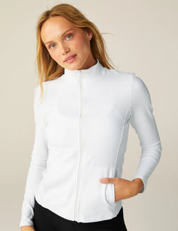 Spacedye On The Go Mock Neck Jacket: White