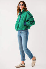 Mountain High Half Zip Fleece: Green Glow/Navy