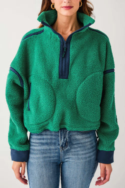 Mountain High Half Zip Fleece: Green Glow/Navy