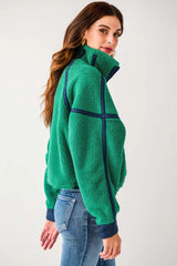 Mountain High Half Zip Fleece: Green Glow/Navy