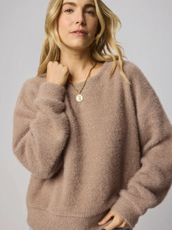 Fallon Fuzzy Sweater: Macchiato