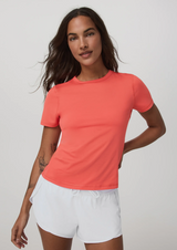 S/S Lux Tee: Bright Coral