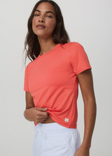 S/S Lux Tee: Bright Coral
