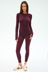 Louise Rib Long Sleeve: Dark Cherry