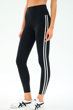 Ella Striped HW Airweight Legging: Black/ White