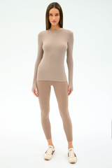 Louise Rib Long Sleeve: Latte