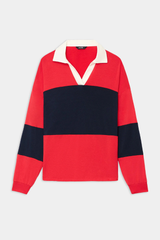 Katie Fleece Rugby: Pirate Red/Indigo