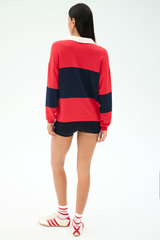 Katie Fleece Rugby: Pirate Red/Indigo