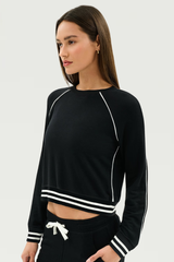 Brooks Fleece Sweatshirt With Stripe: Black & White