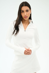 Stevie Active Rib Half Zip Waist Length: White