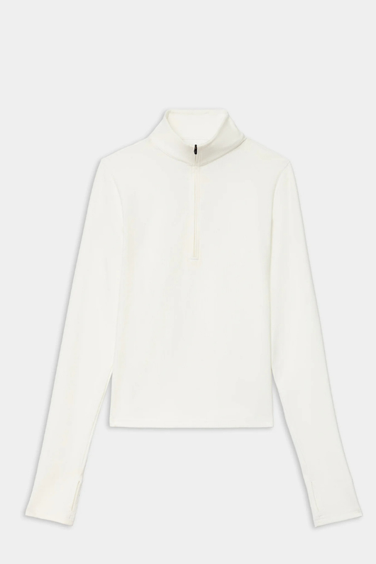 Stevie Active Rib Half Zip Waist Length: White