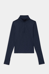 Stevie Active Rib Half Zip Waist Length: Heather Indigo