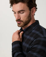 Long Sleeve Midweight Flannel Shirt: Black
