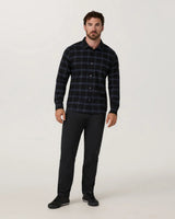 Long Sleeve Midweight Flannel Shirt: Black