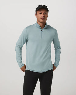 Ponto 1/2 Zip Mock Neck: Misty Blue heather