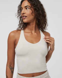 Halo Performance Crop 2.0: Ecru Heather