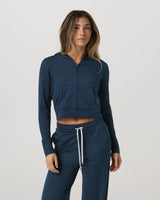 Halo Mini Full Zip Hoodie: Blue Coast Heather