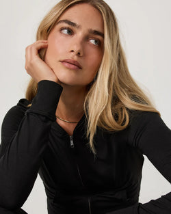 Halo Mini Full Zip Hoodie: Black Heather