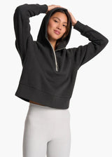 Restore Half Zip Hoodie: Washed Black