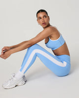 Daily Track Legging: Oasis Blue/White