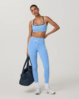 Daily Track Legging: Oasis Blue/White
