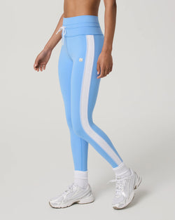 Daily Track Legging: Oasis Blue/White