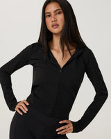 AllTheFeels™ Mini Full Zip Hoodie: Black