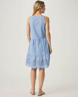 Napa Eyelet Dress: Steel Blue