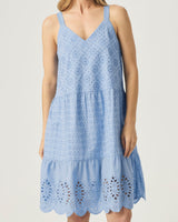 Napa Eyelet Dress: Steel Blue