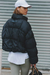 In A Bubble Puffer Jacket: Black
