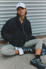 In A Bubble Puffer Jacket: Black